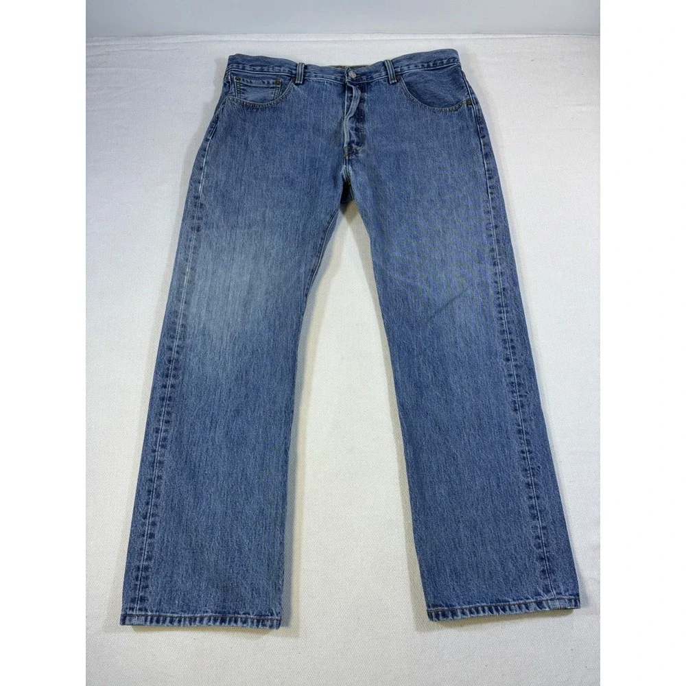 Vintage Levis‎ 501 Mens Straight Leg Blue Denim Button Fly Jeans 38x30